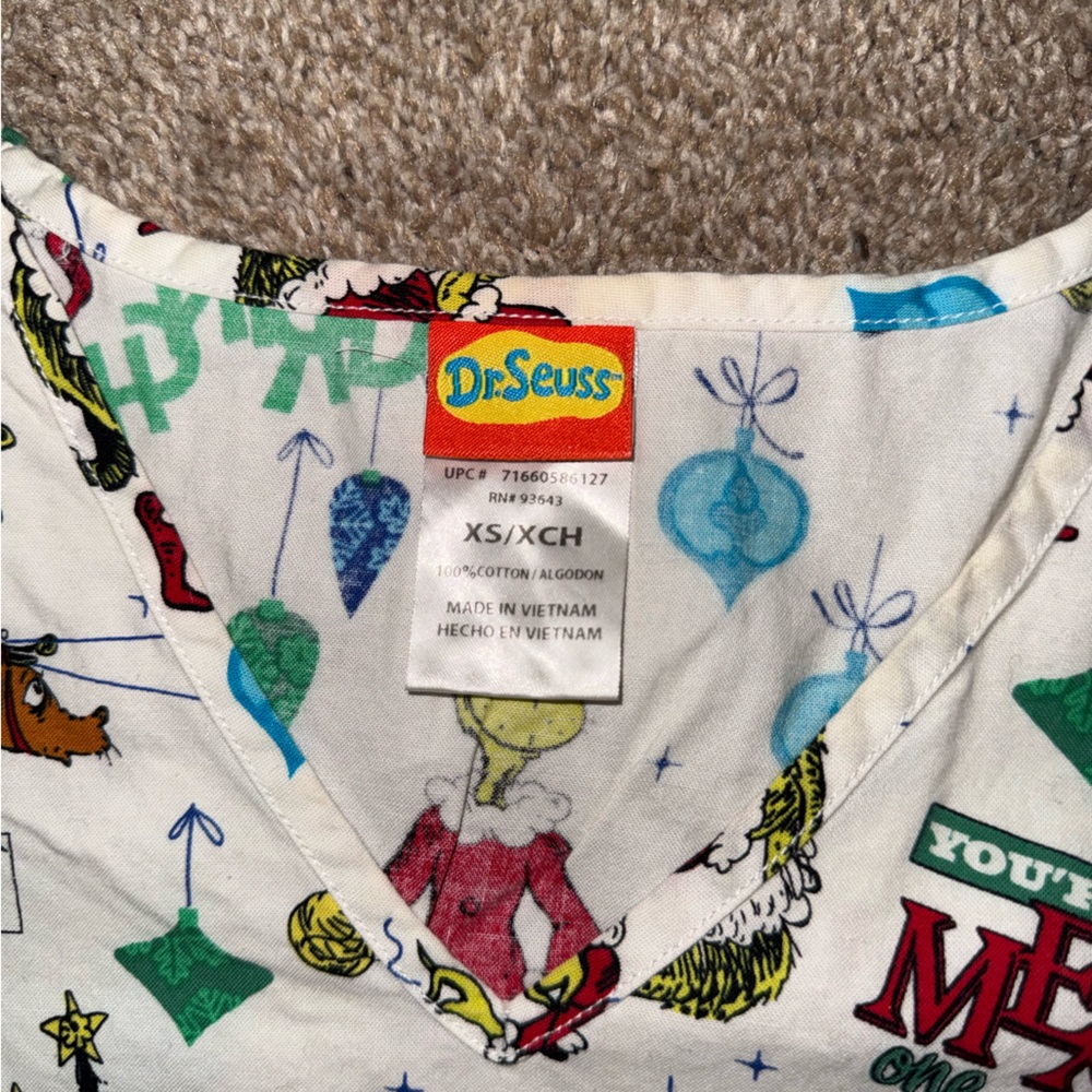 Dr. Seuss Grinch and Friends White Scrub Top - Picture 2 of 2
